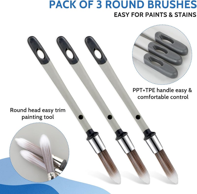 salbsever 3 Pcs Paint Brushes for Painting Walls 0.37 Inch Small Paint Brush, Trim Paint Brushes Edge Painting Tool for Baseboards Furniture House Wall Corners Detail Paint Edger Brush and Touch Up Painting - Image 4